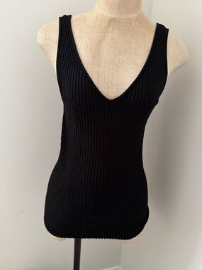 Enza Costa Military Rib U Neck Tank in Black Size M